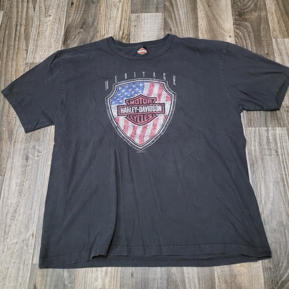 Harley Davidson Black T-Shirt Mens 2XL Dothan, Alabama USA Patriotic Helicopter